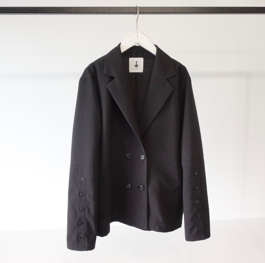 ryoji obataリボン黒フーディ.リネン混.定価34100以上 OUTER | -by RYOJI OBATA OFFICIAL STORE