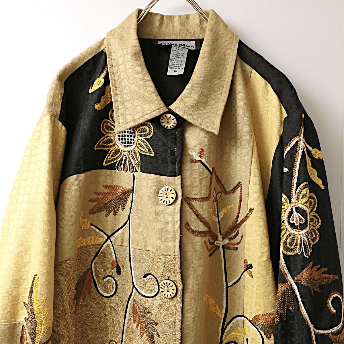 indigo moon ボタニカル刺繍 変わり織 柄 ジャケット 古着 used レディース | khaki select clothing powered by BASE