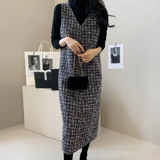 ミックスカラーツイードワンピース