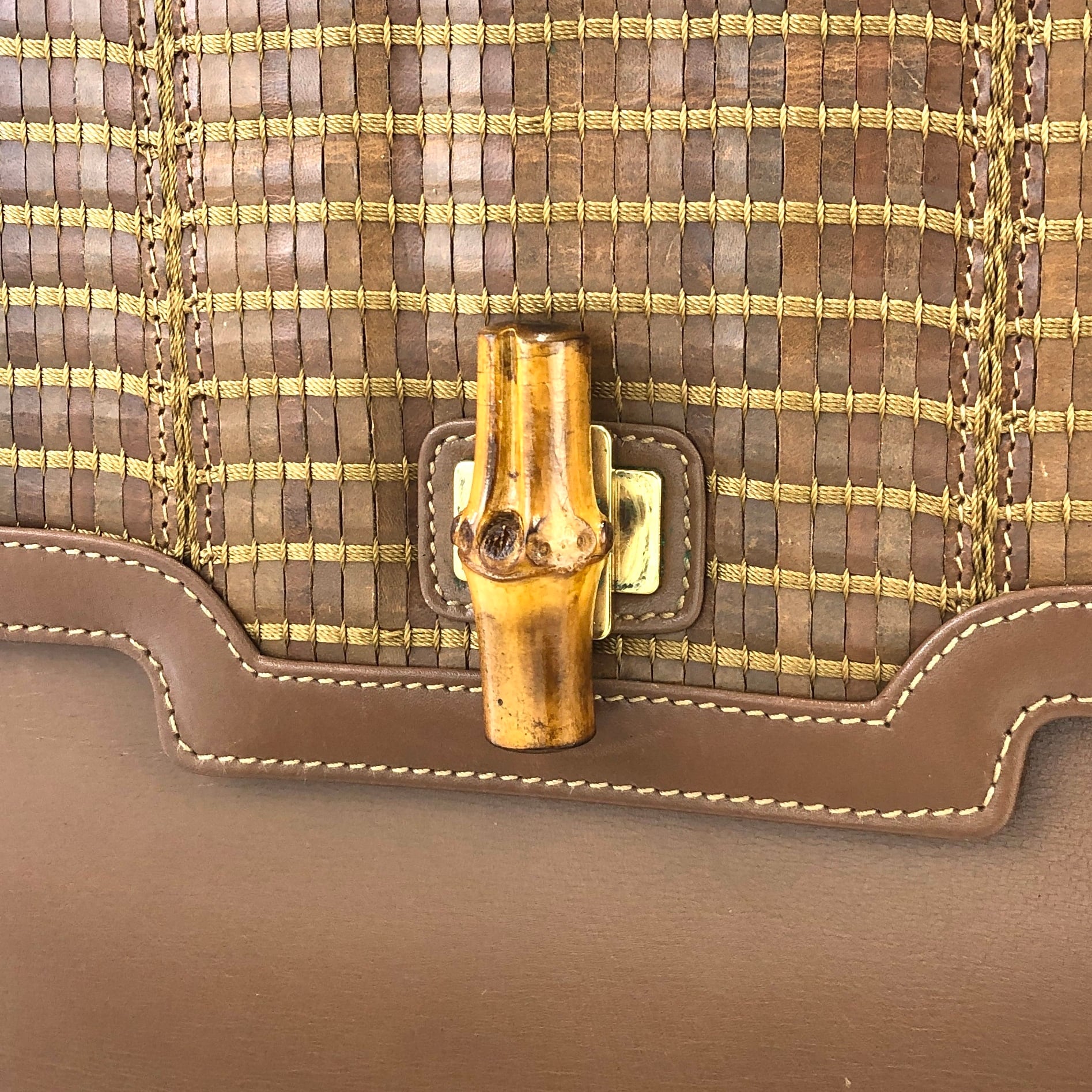 GUCCI グッチ バンブー ターンロック ハンドバッグ 2way ブラウン