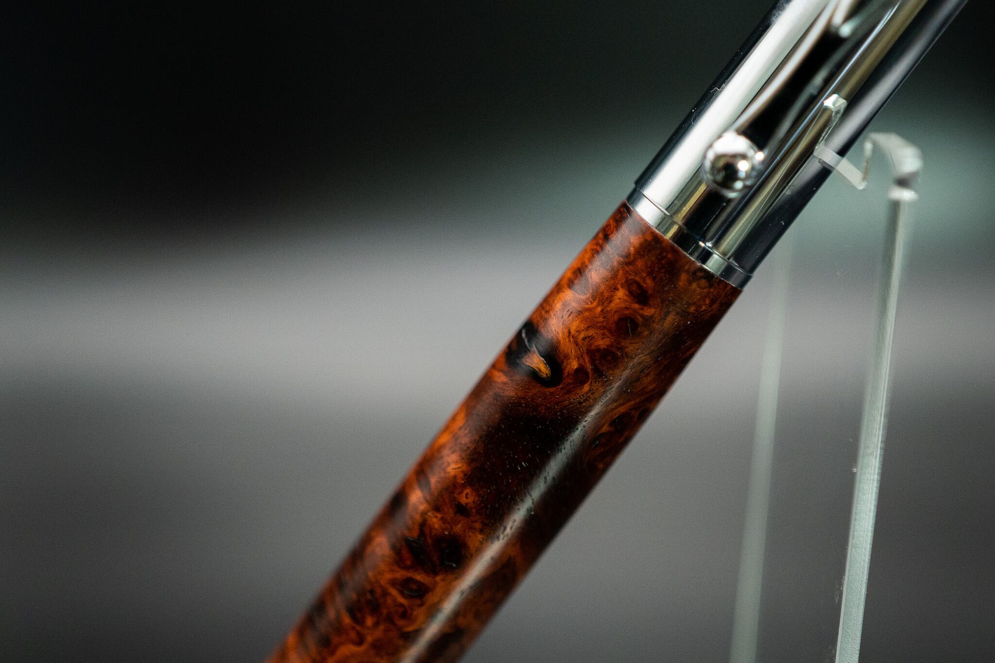 【朱色の銘木】 本花瘤杢 極上 silver FP