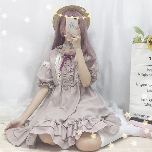 ✞ ラウンドネックレース ランタンスリーブ ステッチ ✞ゴスロリ SM ミリ 甘ロリ クラロリ 和ロリ エレガント 黒ロリ 姫ロリ 華ロリ BB-BB93483718822