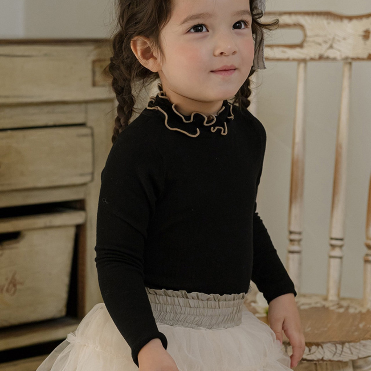 春フリルストレッチトップス４色