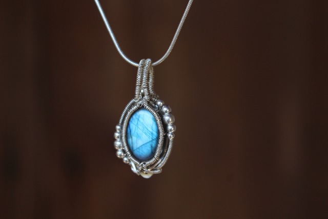 Labradorite silver 925 wire wrapping pendant