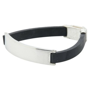 グッチ IDブレスレット シルバー ブラック SV925 シルバー ラバー レディース GUCCI 【中古】