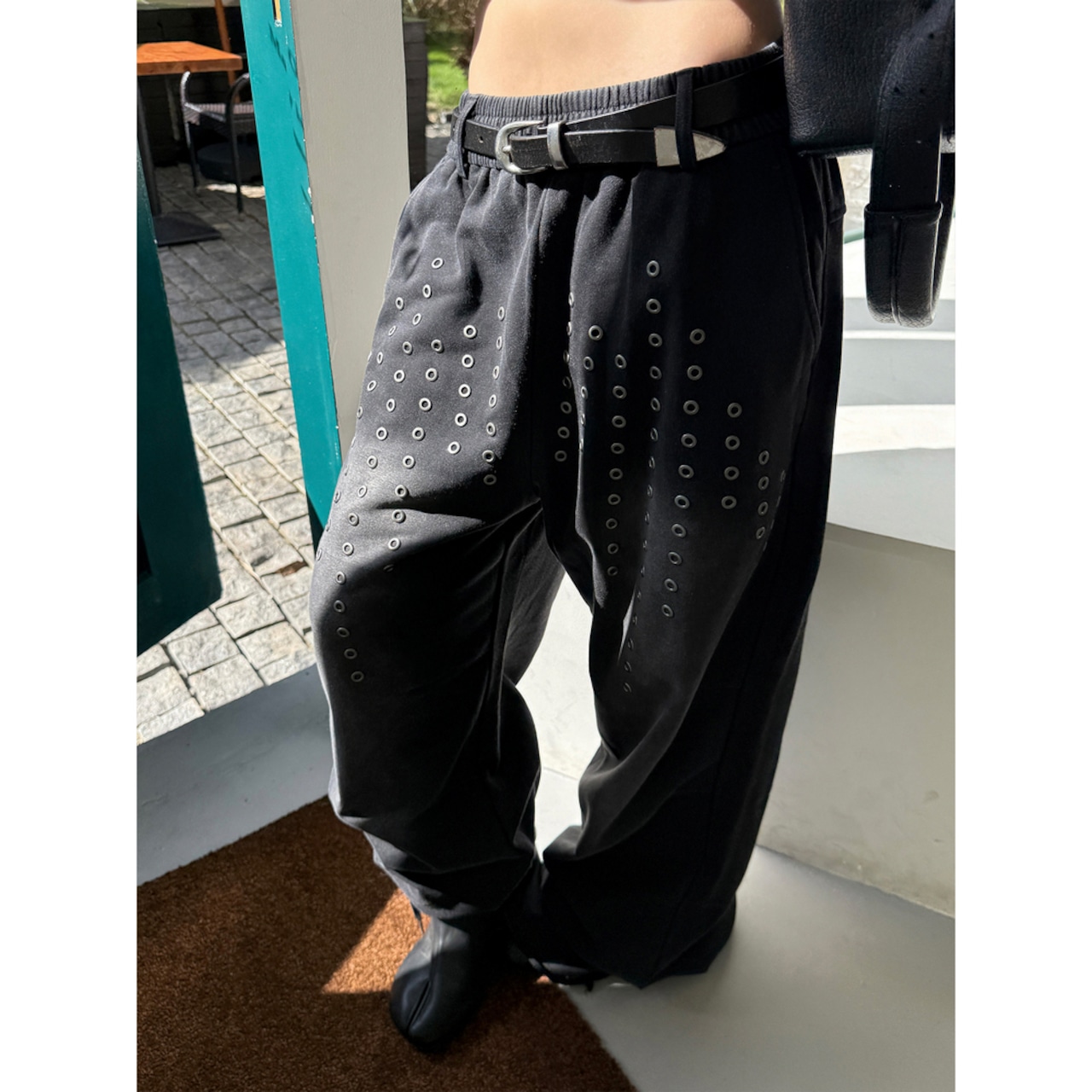 VINTAGE ストリート ウォッシュド スタッズ スウェットパンツ P469