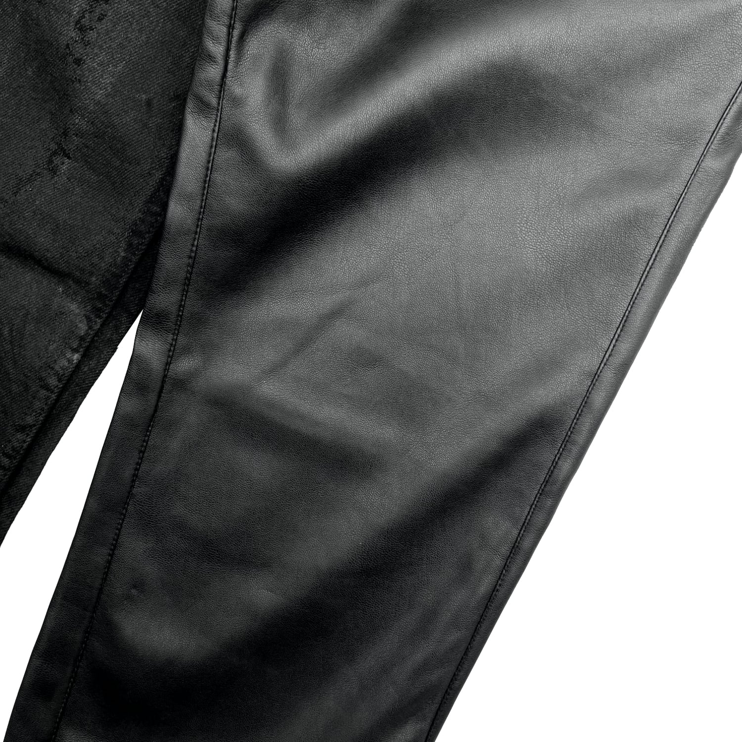 LAST NEST / Faux Leather Denim Switching Pants | HOLICK