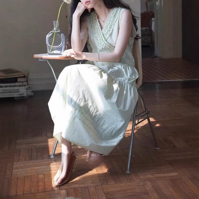 【ワンピース】 ワンピース レディース 夏 おしゃれ きれいめ 可愛い 春 夏 秋 20代 30代 40代 50代 婚活 顔合わせ 謝恩会 二次会 大人 可愛い カジュアル ライトグリーン 緑 S M L XL
