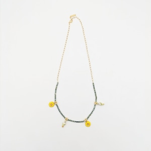 【nach】 Bird & yellowflower & hematite necklace