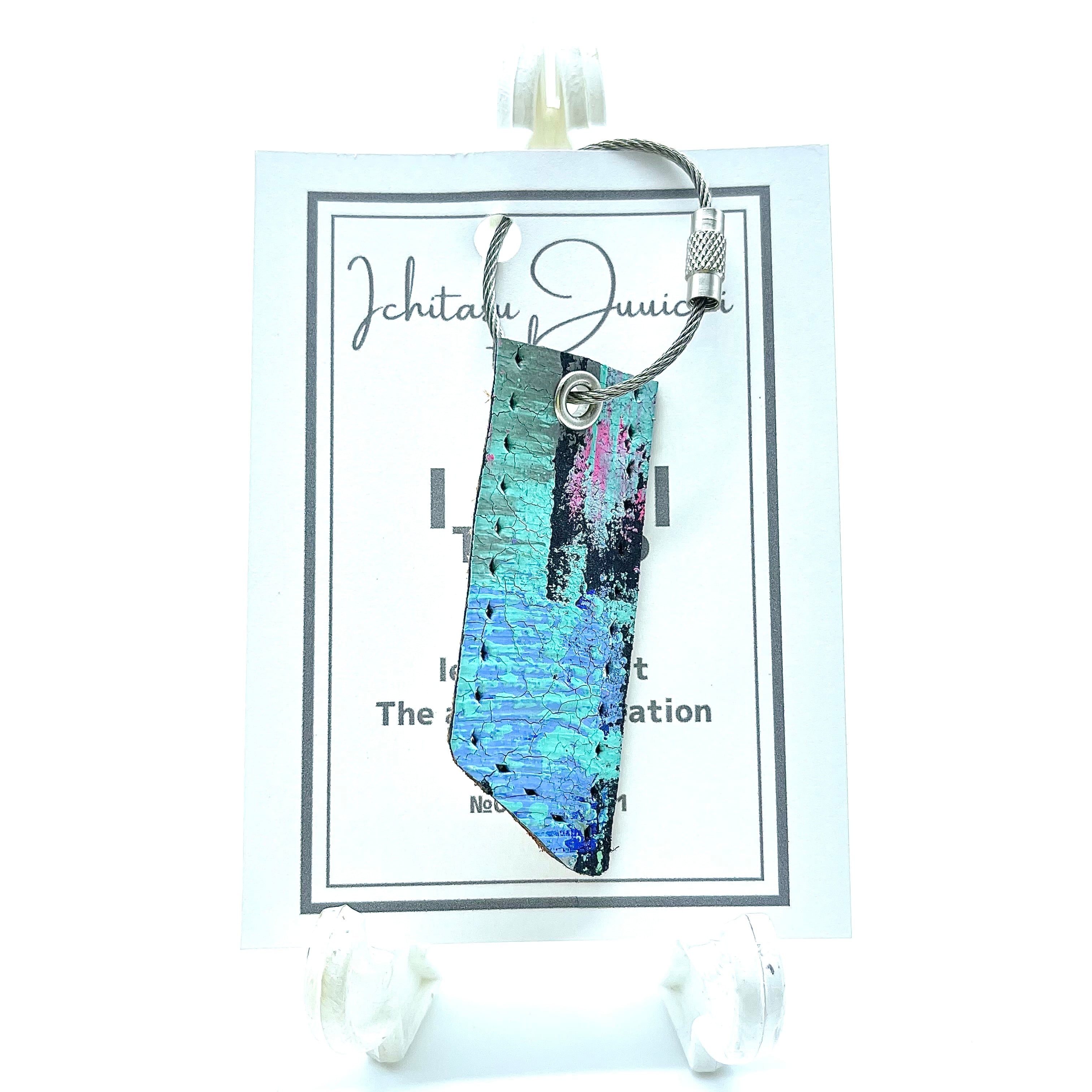 革キーチャーム　グリーンベルトの先っぽ　本革