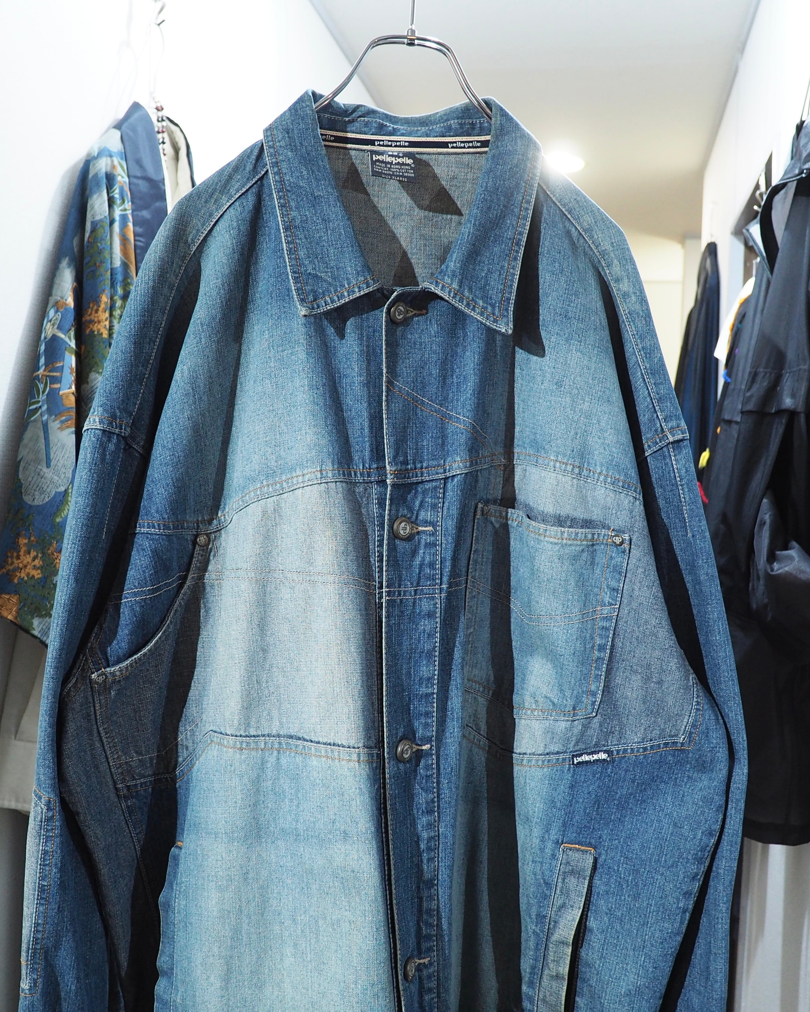 1990s " pellepelle " Special Rebuiling Over silhouette vintage Denim jacket