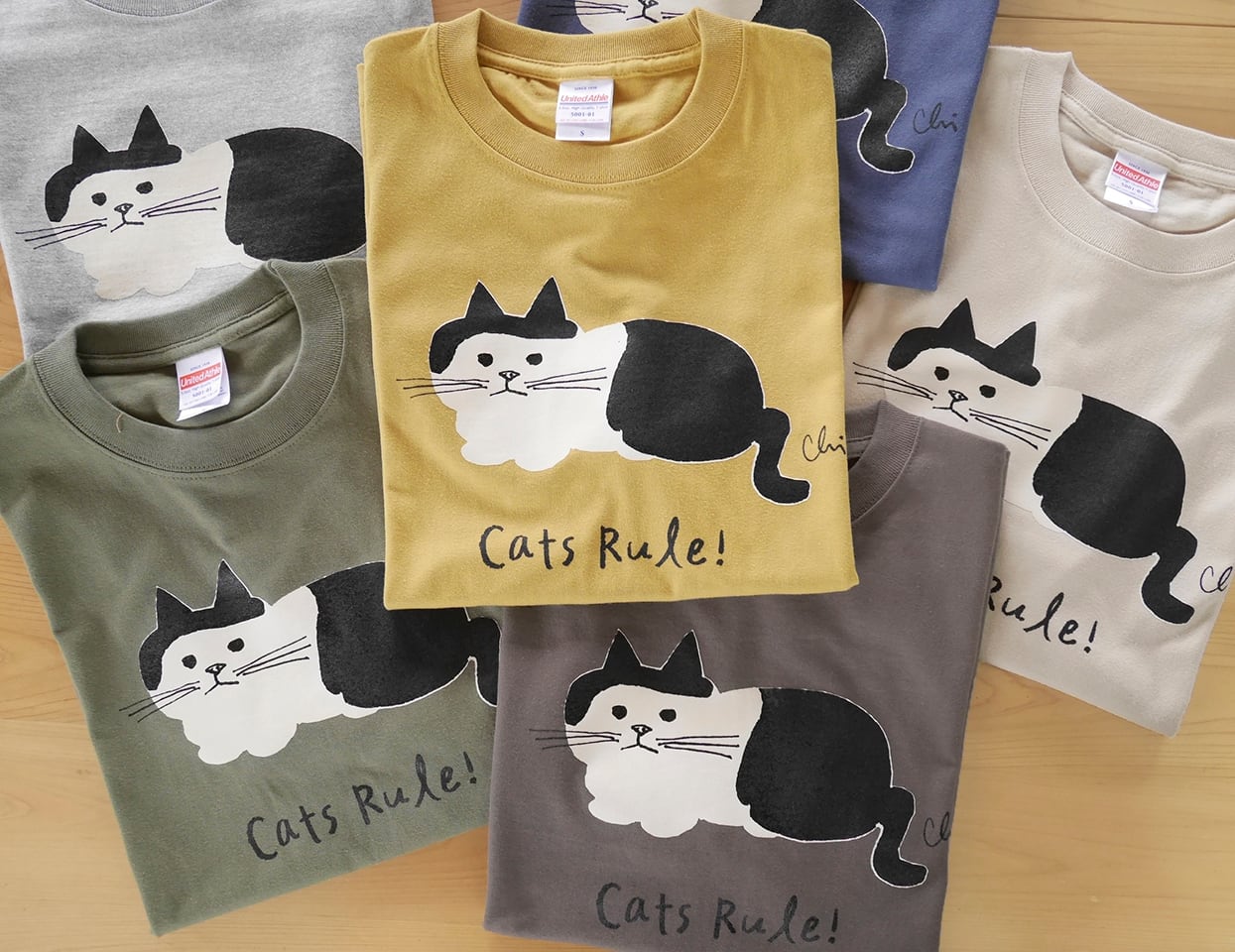 Tシャツ「前髪猫」 ミックスグレー | necoya