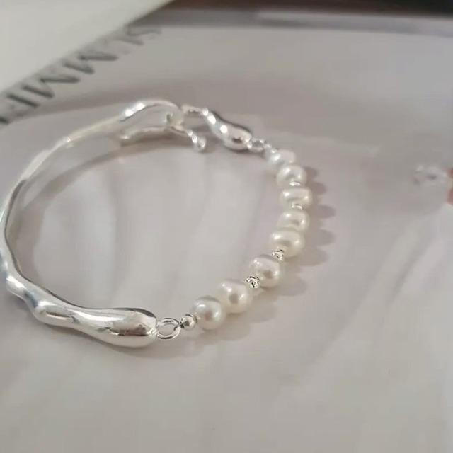 silver925 pearl wave bracelet