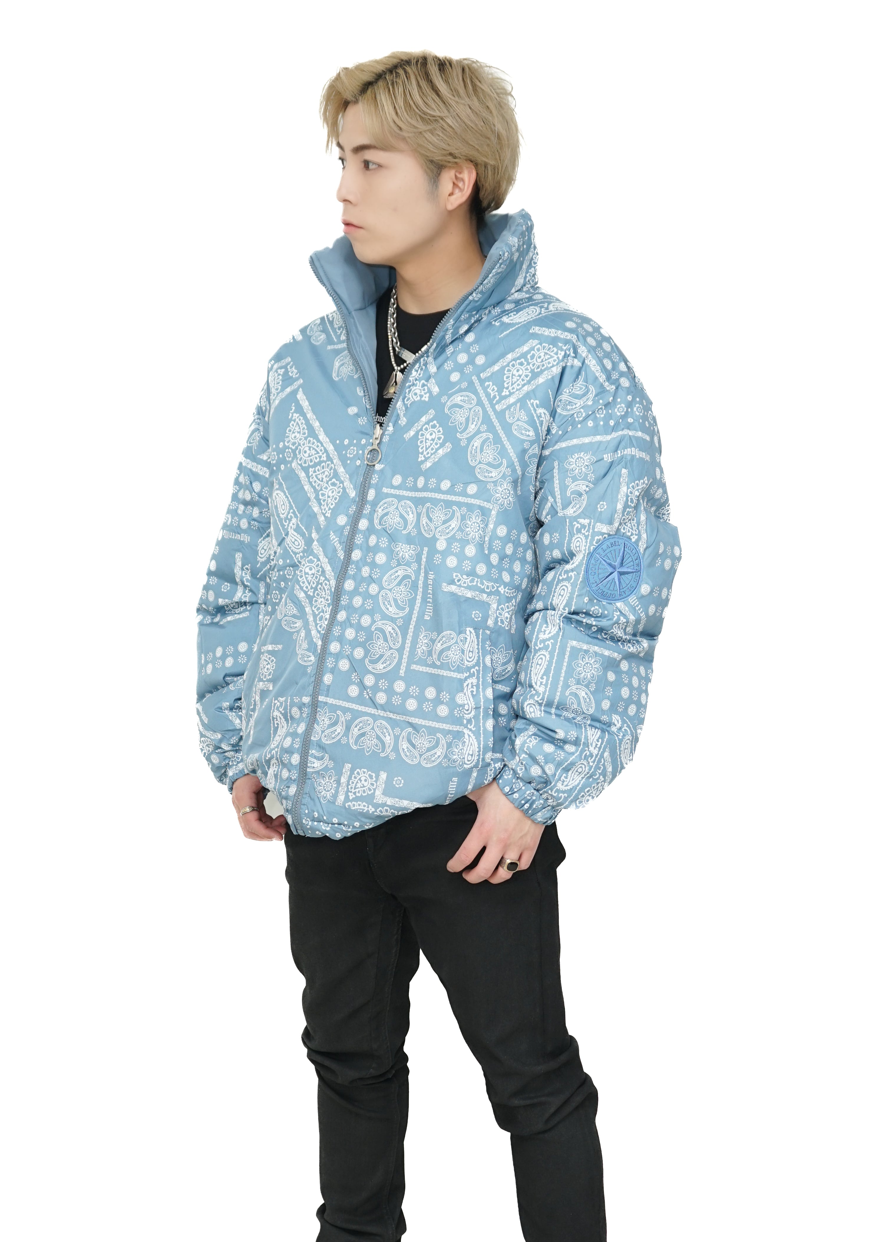 66.COLOR LABEL PUFFY JACKET【BLUE】 | HOLLYWOOD STAR OFFICIAL powered by BASE