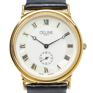 セリーヌ 腕時計 H2903-3 クオーツ ホワイト文字盤 ステンレススチール メッキ レザー レディース CELINE 【中古】
