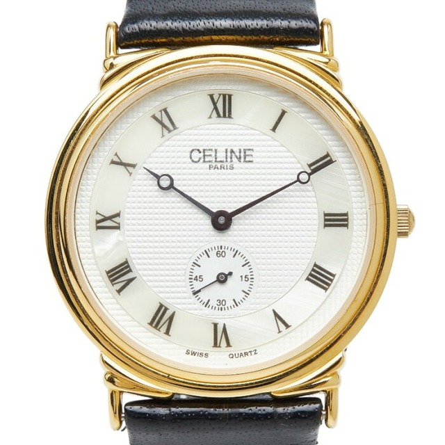 セリーヌ 腕時計 H2903-3 クオーツ ホワイト文字盤 ステンレススチール メッキ レザー レディース CELINE 【中古】