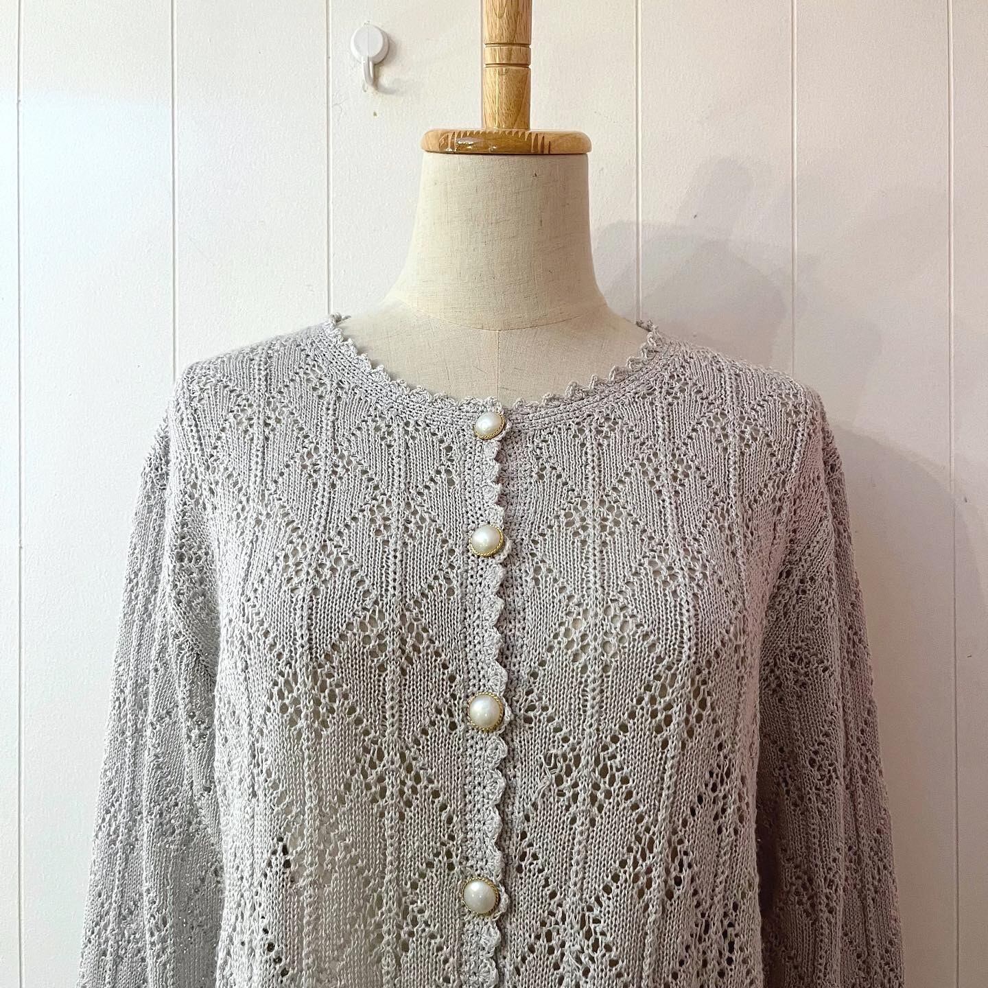 pearl button light gray cardigan