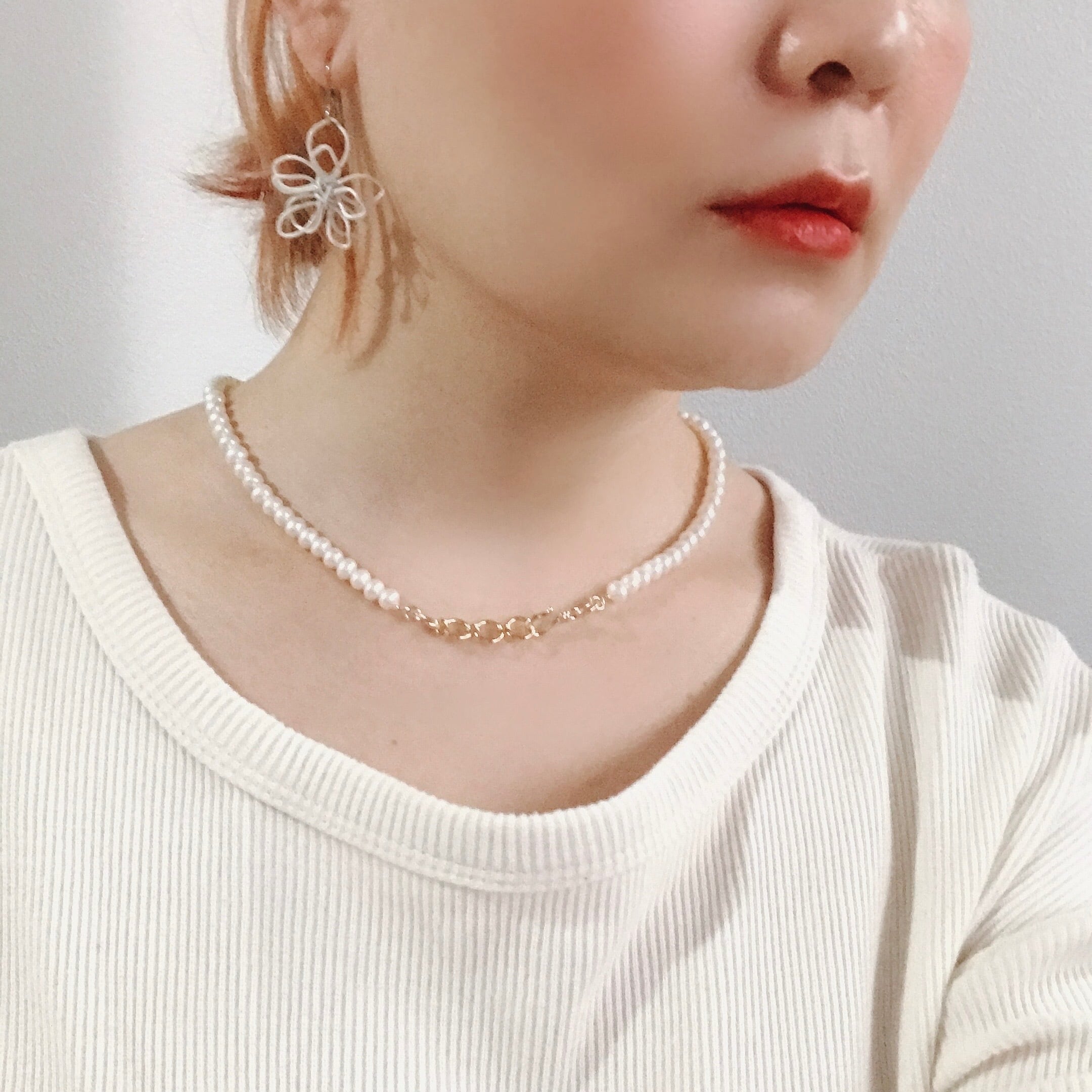 メンズ人気No.2 ベーシック パールネックレス5.5-6.0mm unisex 淡水