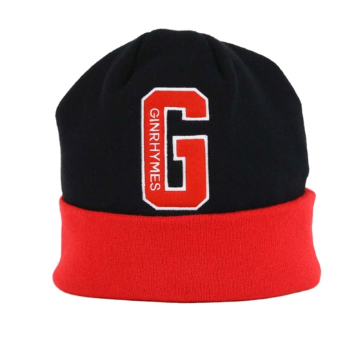 GINRHYMES/"G-WAPPEN"BEANIE/BLACK RED