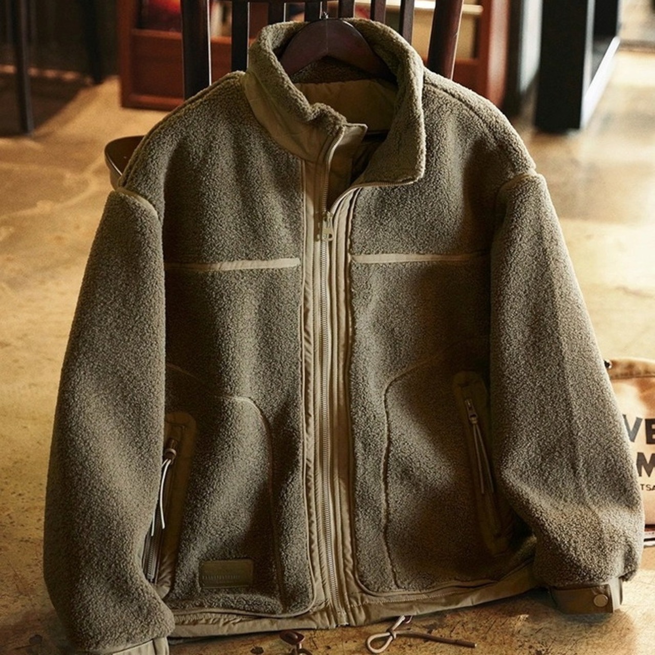 Zip-up Waist-length Boa Jacket ◇2color H0944