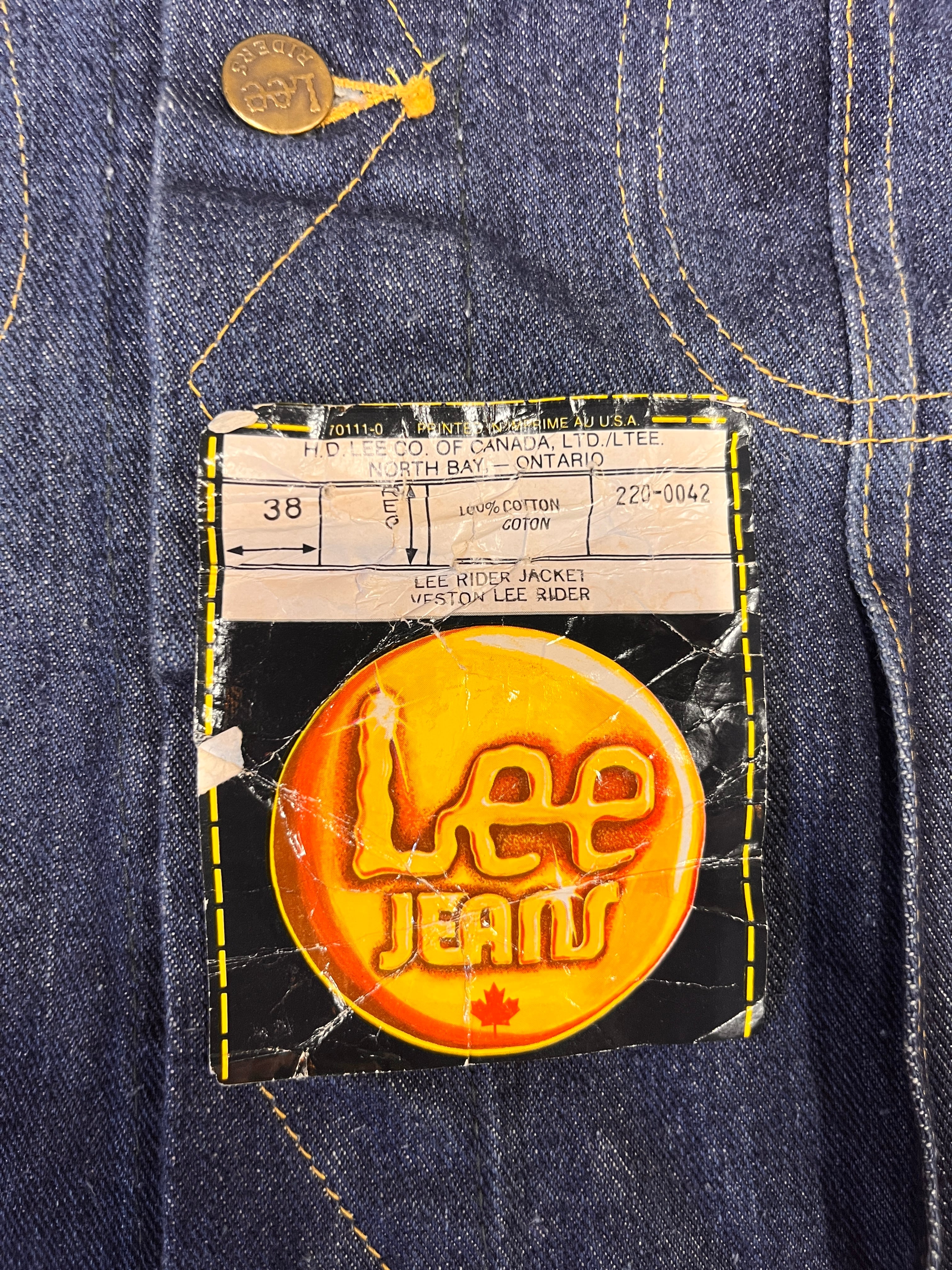 70s カナダ製 Lee 220-0042 デニムジャケット 黒タグ 濃紺 | PAY ID