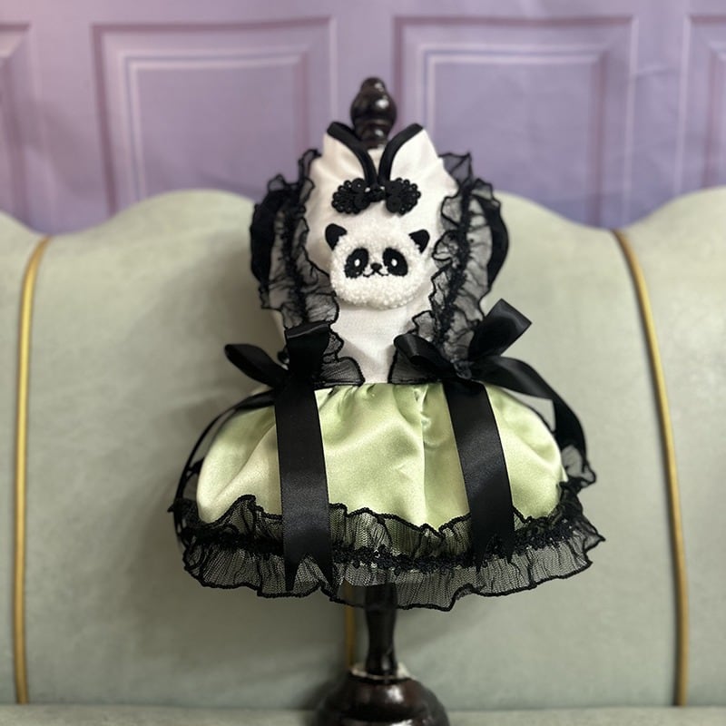 大型犬もOK パンダのワンポイント チャイナ風ドレス