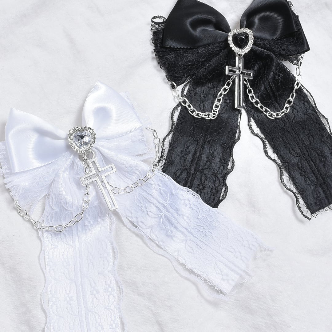 2/26新着】チェーン×ハート×クロス リボンヘアピン | VOLCAN&APHRODITE