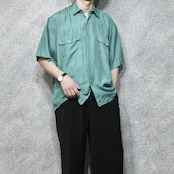 double pocket green silk shirt