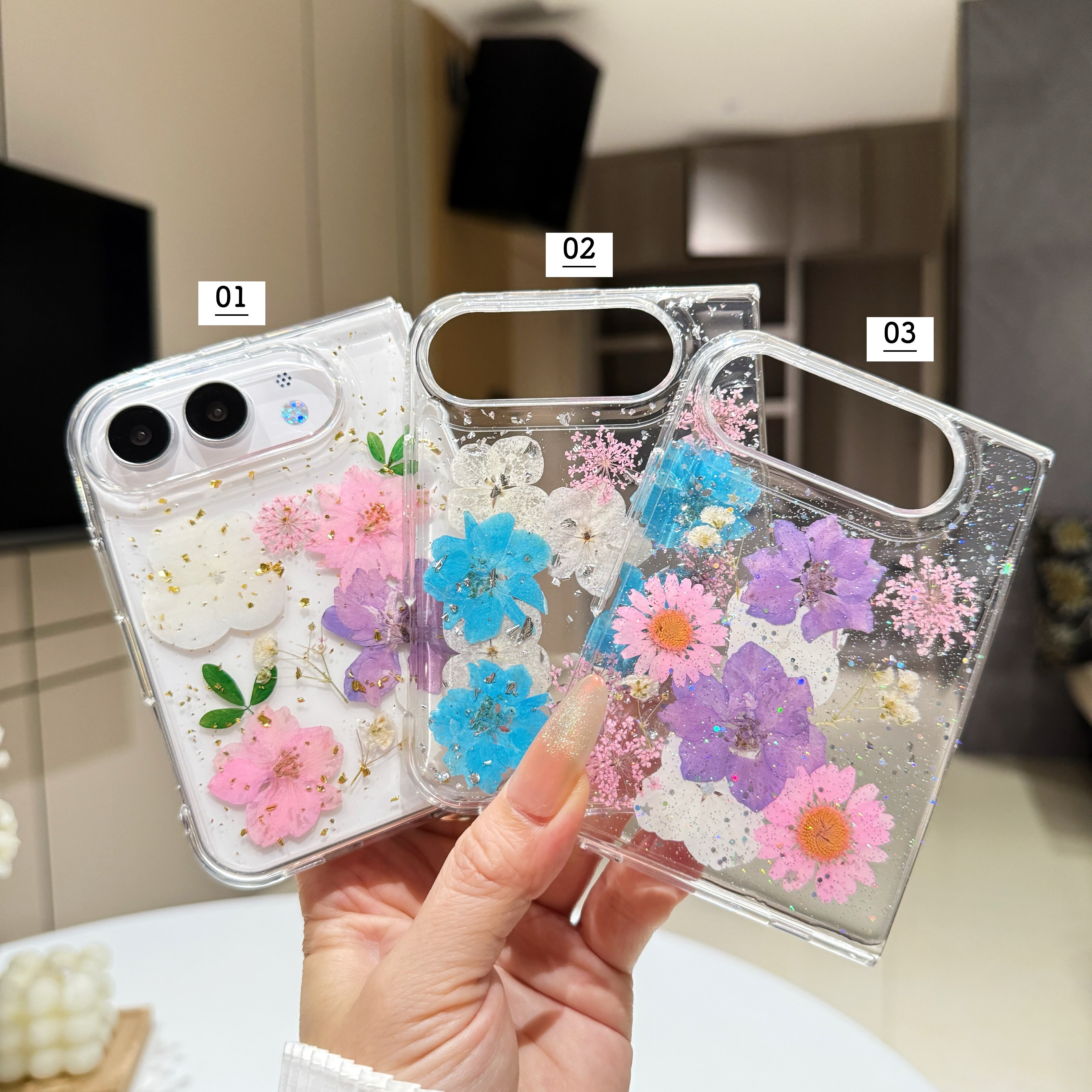 押し花 iPhone Duoケース クリア おしゃれ ドライフラワー