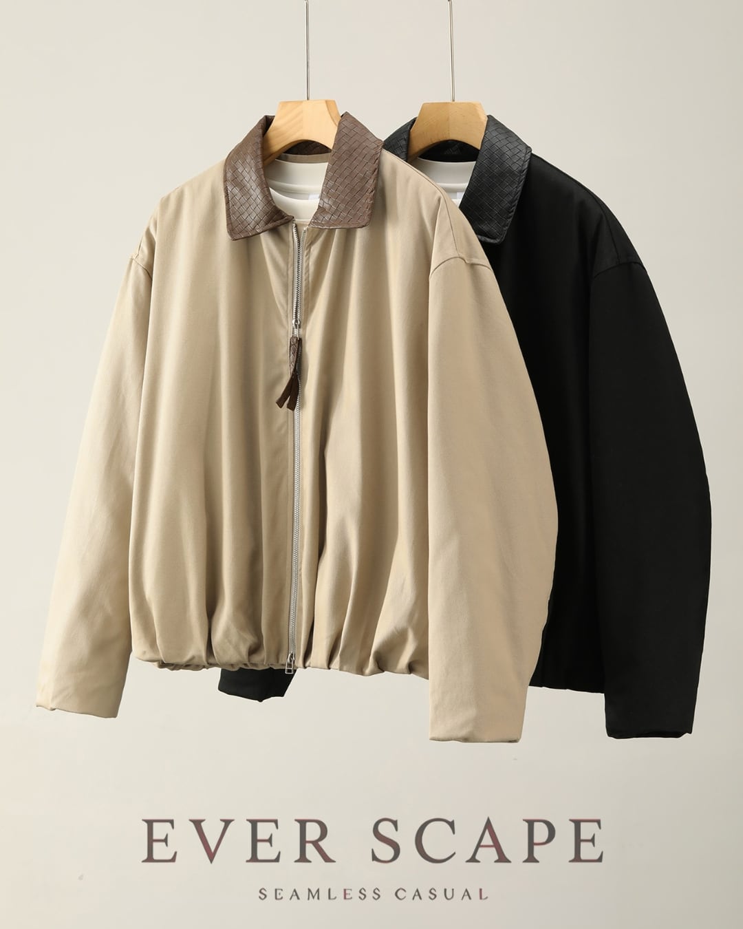 レザーカラー コットンジャケット 2色 A0059