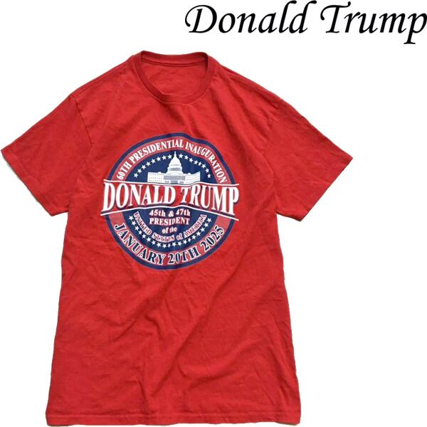 1点物◇ドナルドトランプ大統領2025赤プリントTシャツ古着メンズML