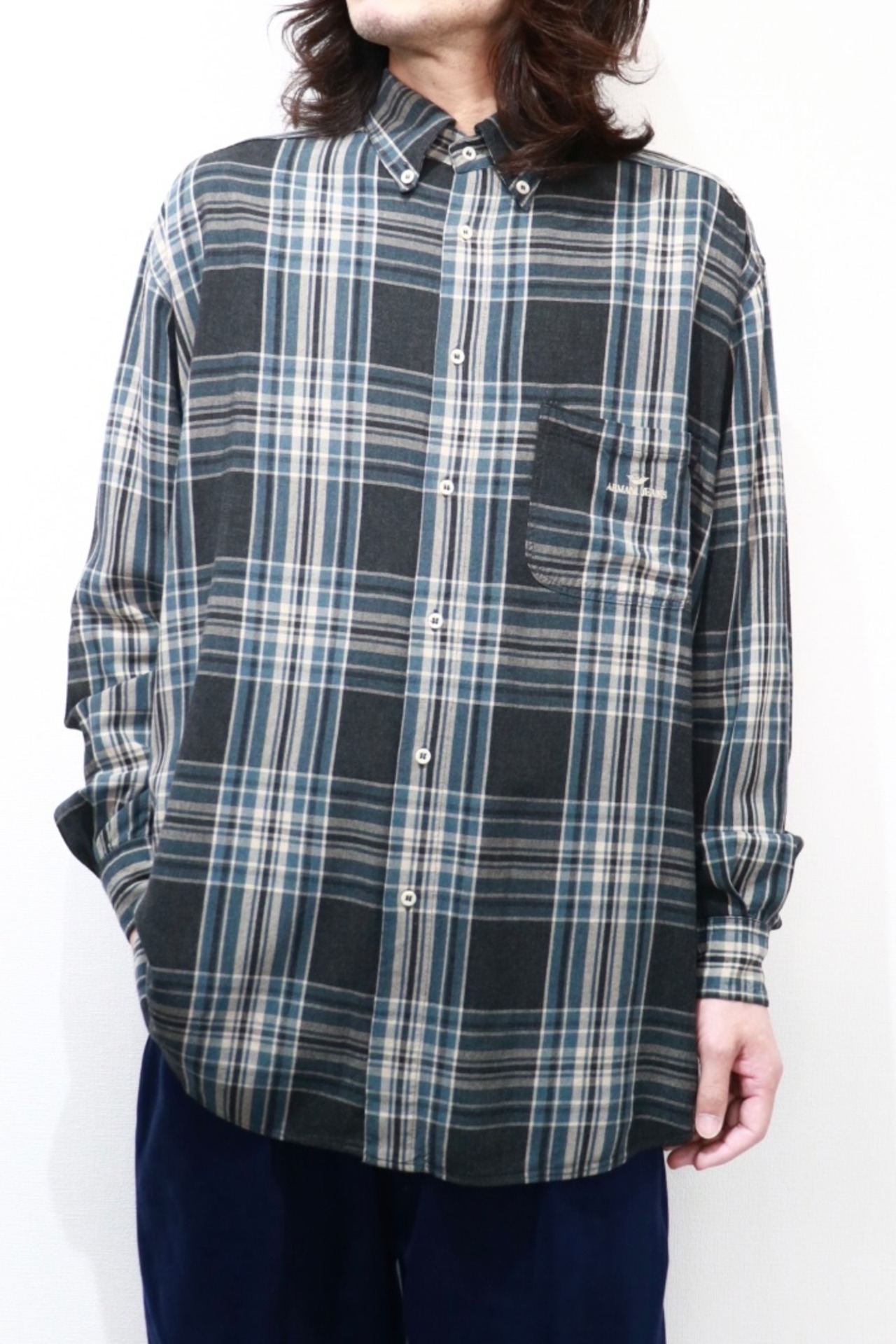 ARMANI JEANS rayon check shirt