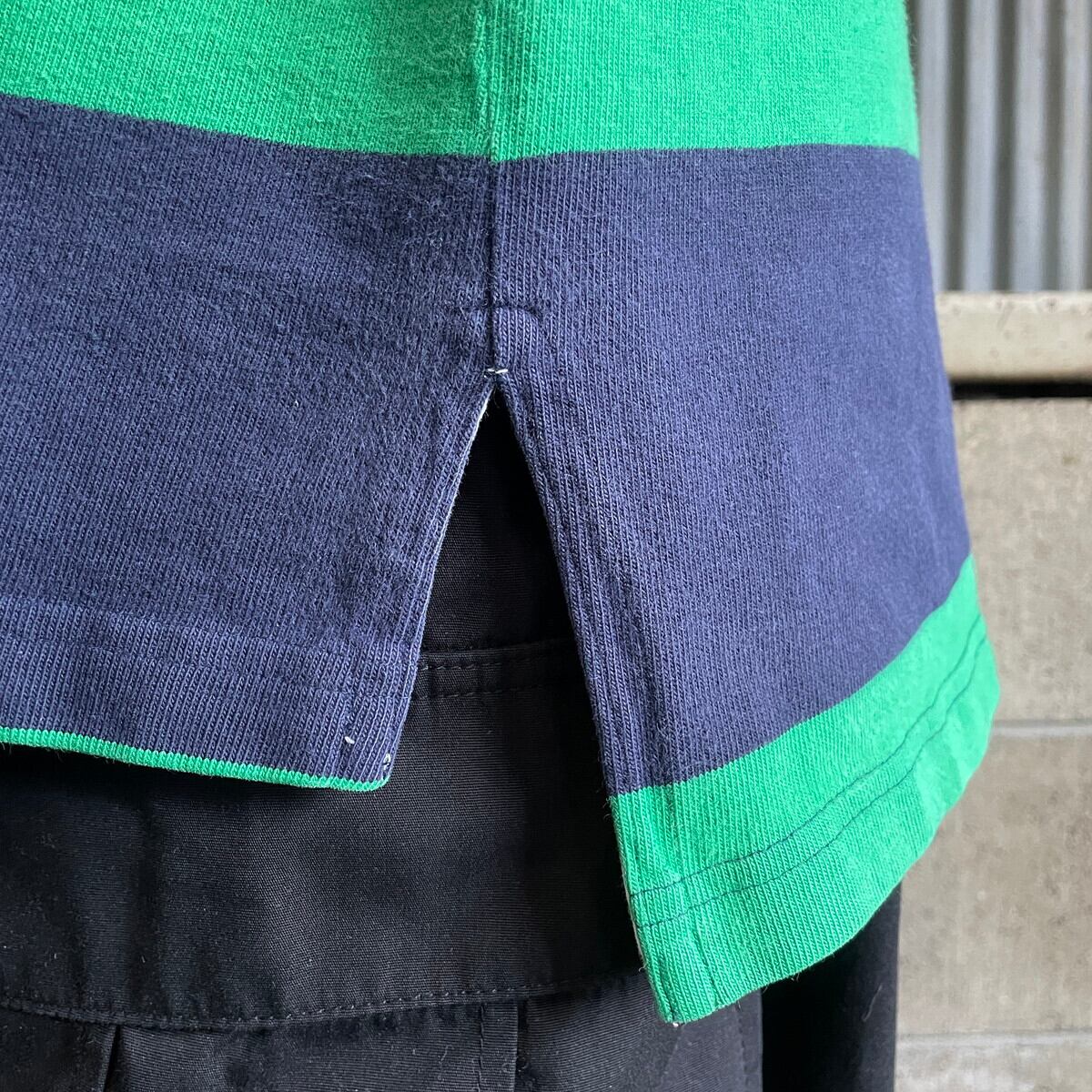 90s ポロバイラルフローレン ラガーシャツ 太ボーダー グリーン Polo by Ralph Lauren ポロバイラルフローレン ボーダー ラガーシャツ