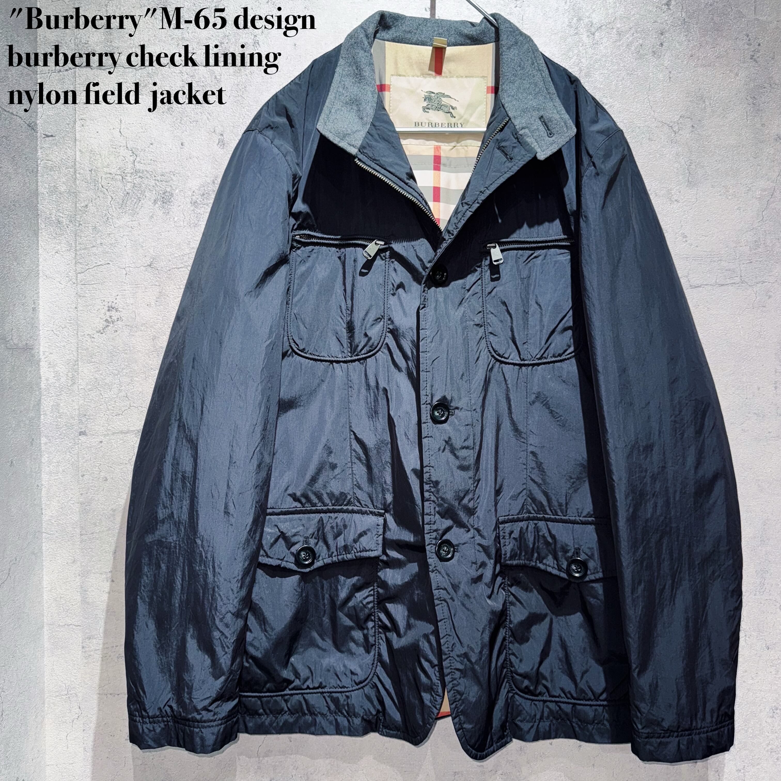 "Burberry"M-65 design burberry check lining nylon field jacket