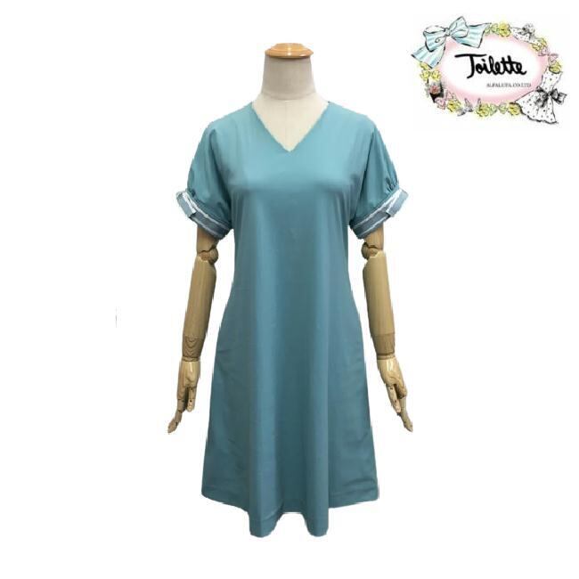 トワレ Toilette 新品 ワンピース Toilette ドロップショルダー ブルー M L サイズ1 サイズ3 大人かわいい服 ディリーウェアー 493 063 Gold Smith
