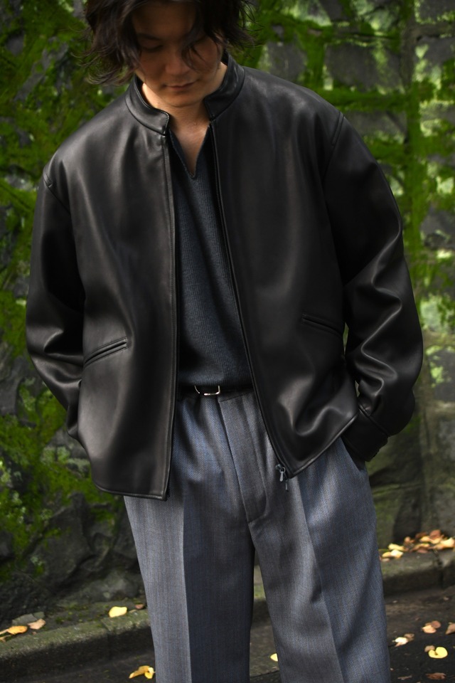 blurhms / Lamb Leather Zip Short Jacket