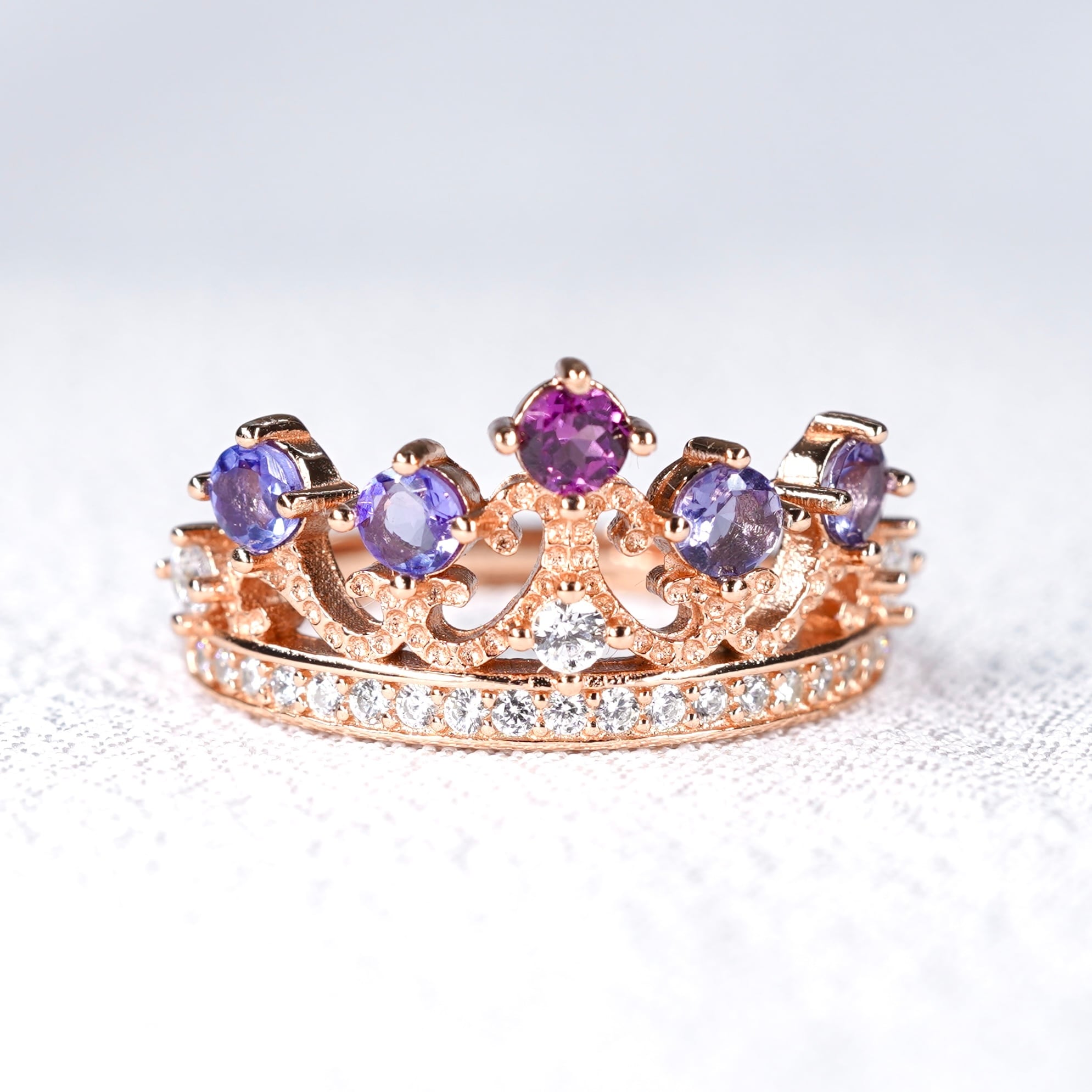 Princess Tiara Ring♦︎ロードライトガーネット・アイオライト♦︎PGカラー《0205》