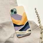受注生産 iPhoneケース ベージュとネイビーの山波抽象｜レトロウェーブ CURV008B
