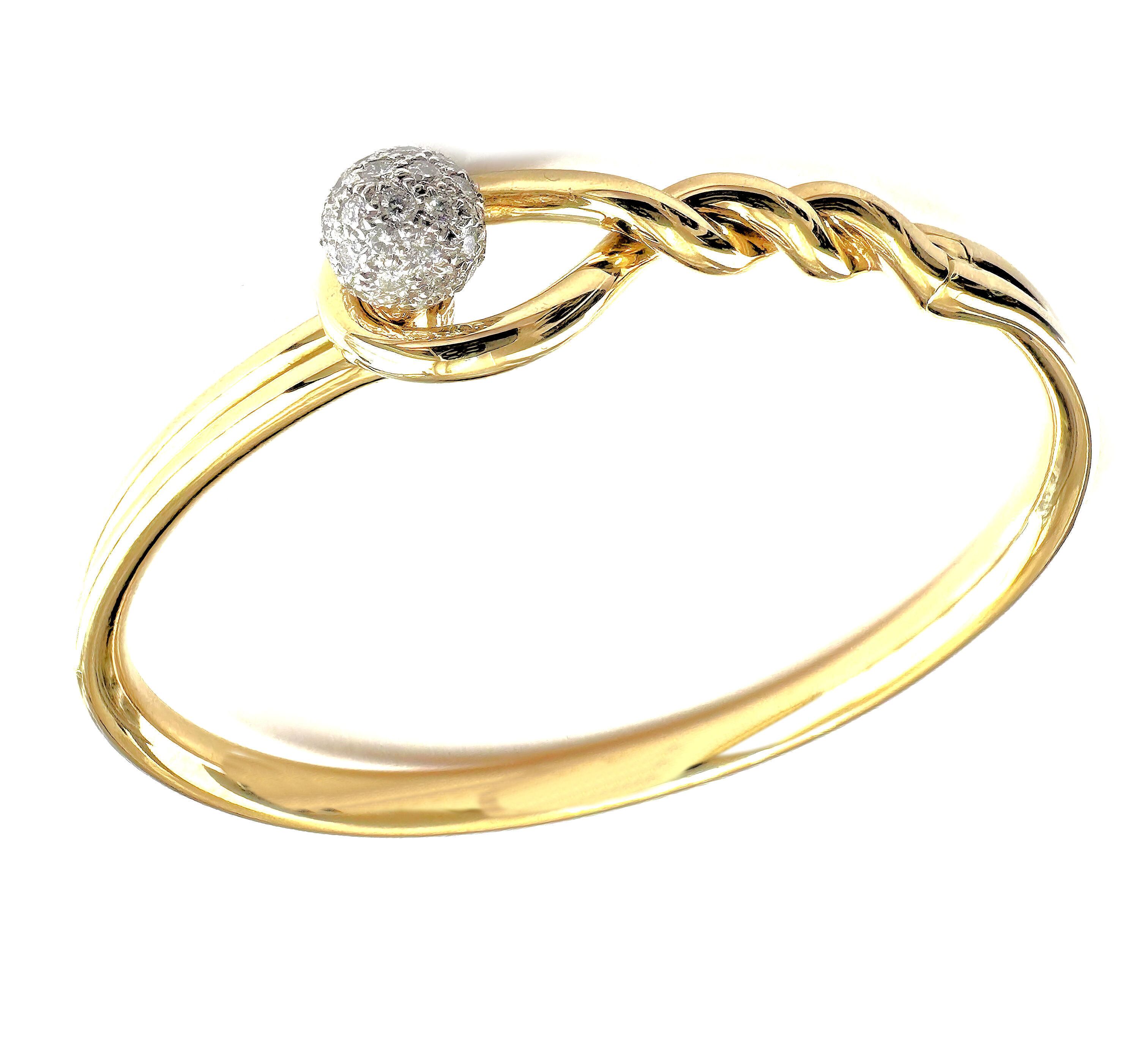 TIFFANY ティファニー ダイヤモンド ボール ツイスト バングル K18 YG プラチナ パヴェ ブレス