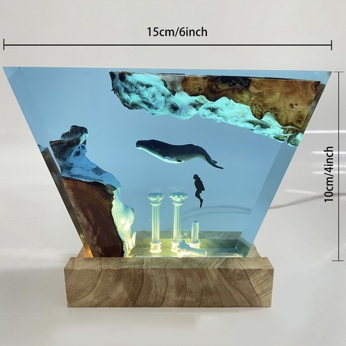 クジラ樹脂ランプ レジン 手作り ホームデコレーション ベッドサイドランプ ベッドサイドテーブル用のユニークな樹脂照明 寝室のナイトスタンド