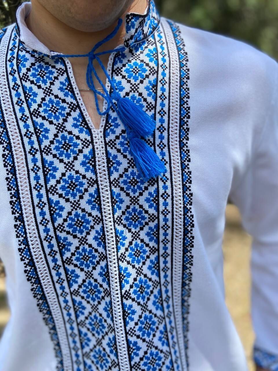 手刺繍ヴィシヴァンカ・クラシック(青)メンズ Mサイズ 手刺繍ヴィシヴァンカ・クラシック(青)メンズ Mサイズ