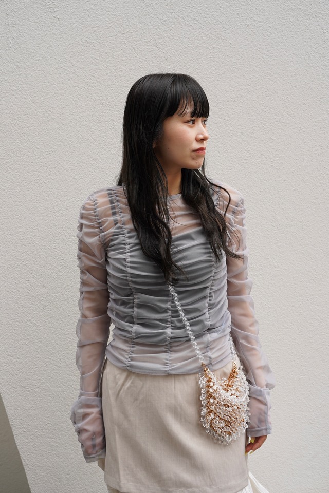 TULLE SHIRRING LONGSLEEVE CS