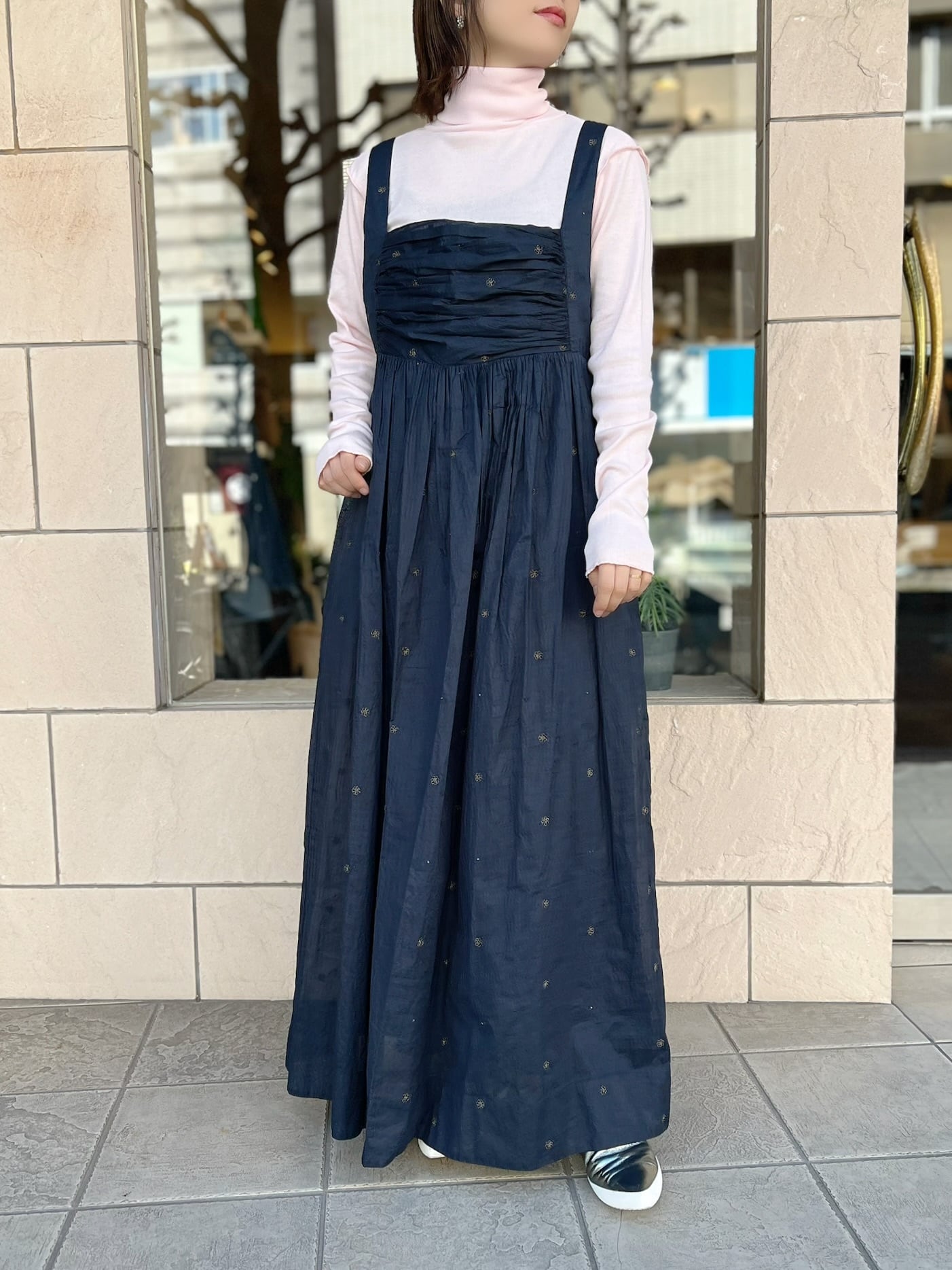 24ss✨ヌキテパ リーフエンブロイダリードレス 刺繍 ロングワンピース