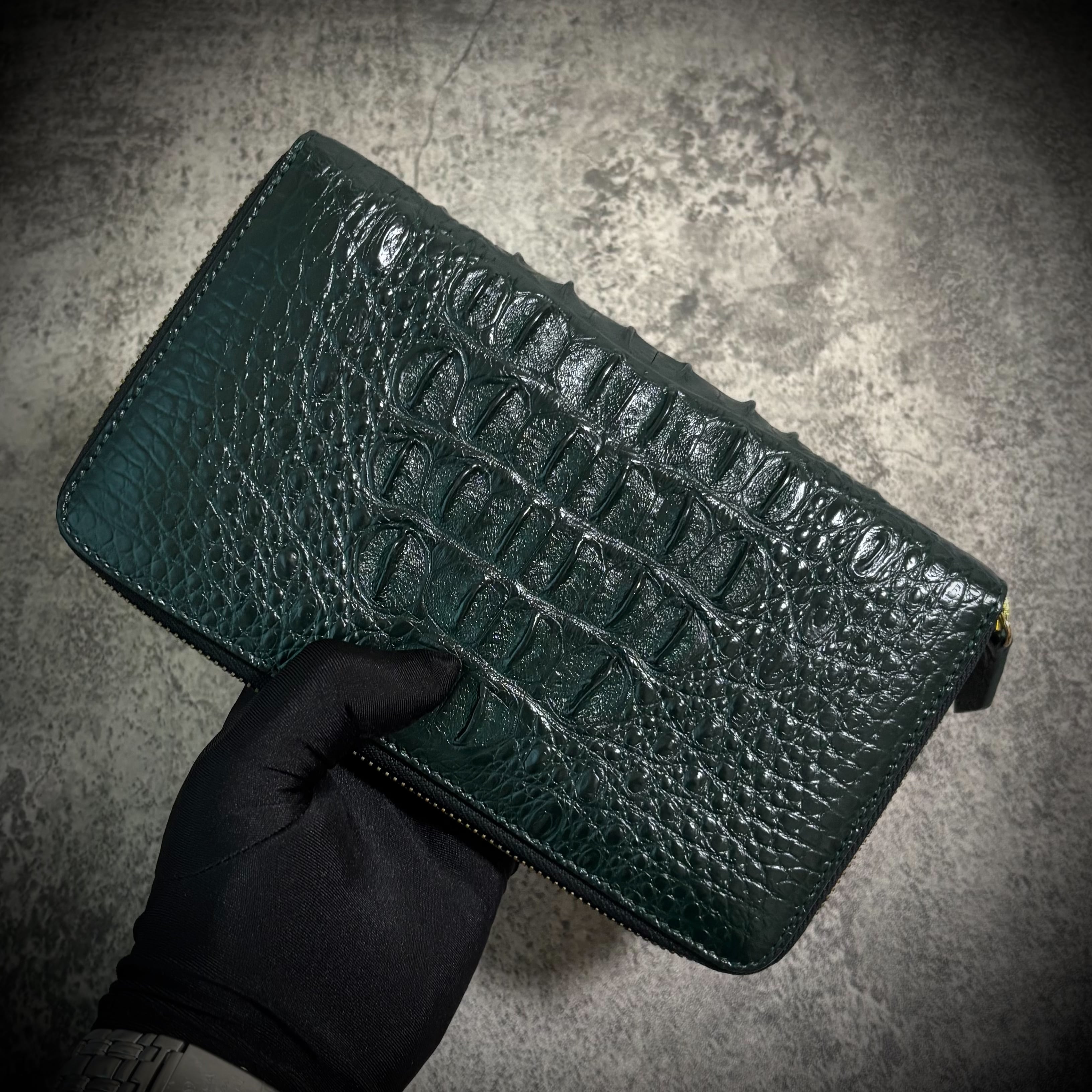 クロコダイル ダブルジッパー メンズ財布 ダブルファスナー 長財布