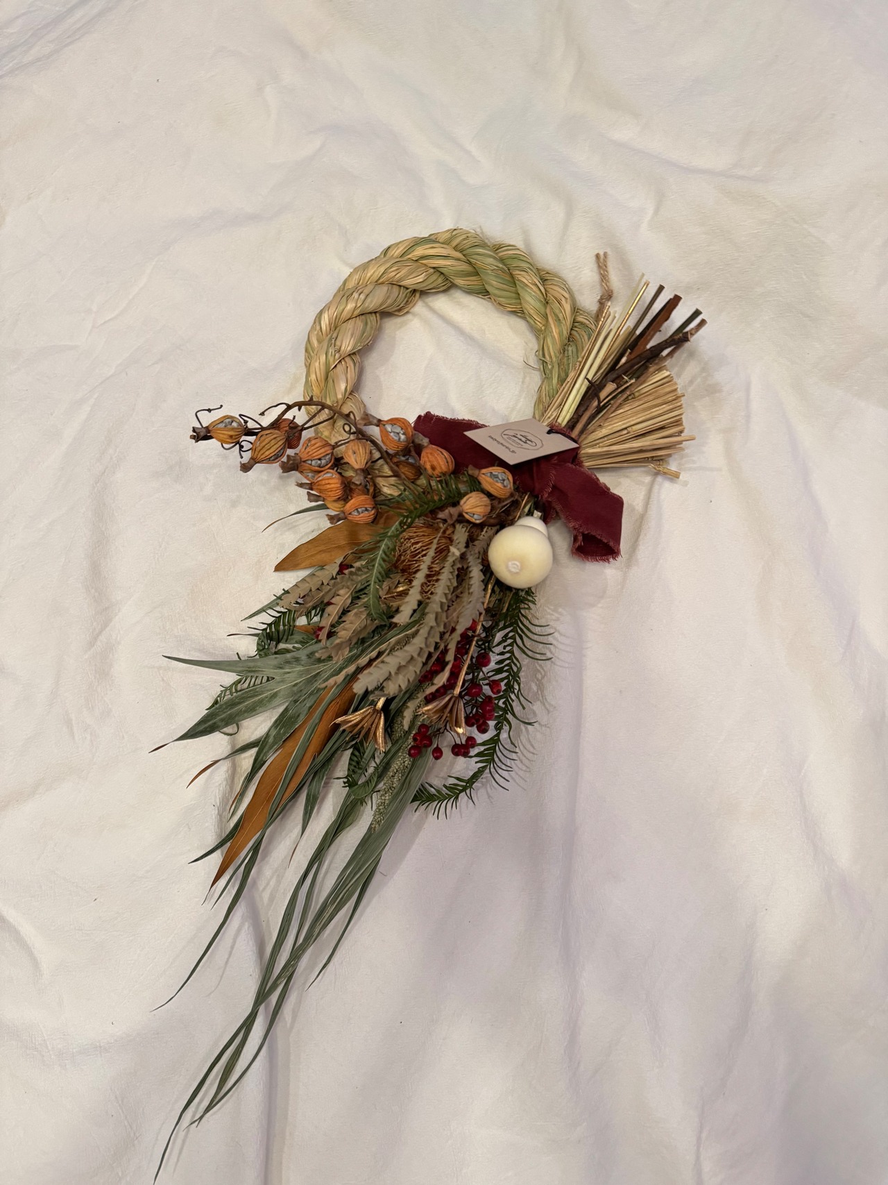 しめ縄飾りL オレンジグリーン