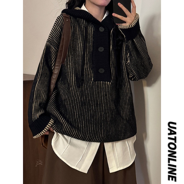 【UATONLINEシリーズ】★セーター★ 3color トップス ニットトップス ユニセックス メンズ レトロ