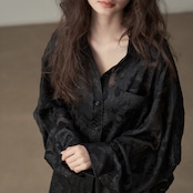 ジャガード織レトロ風リラックスブラウス H0072