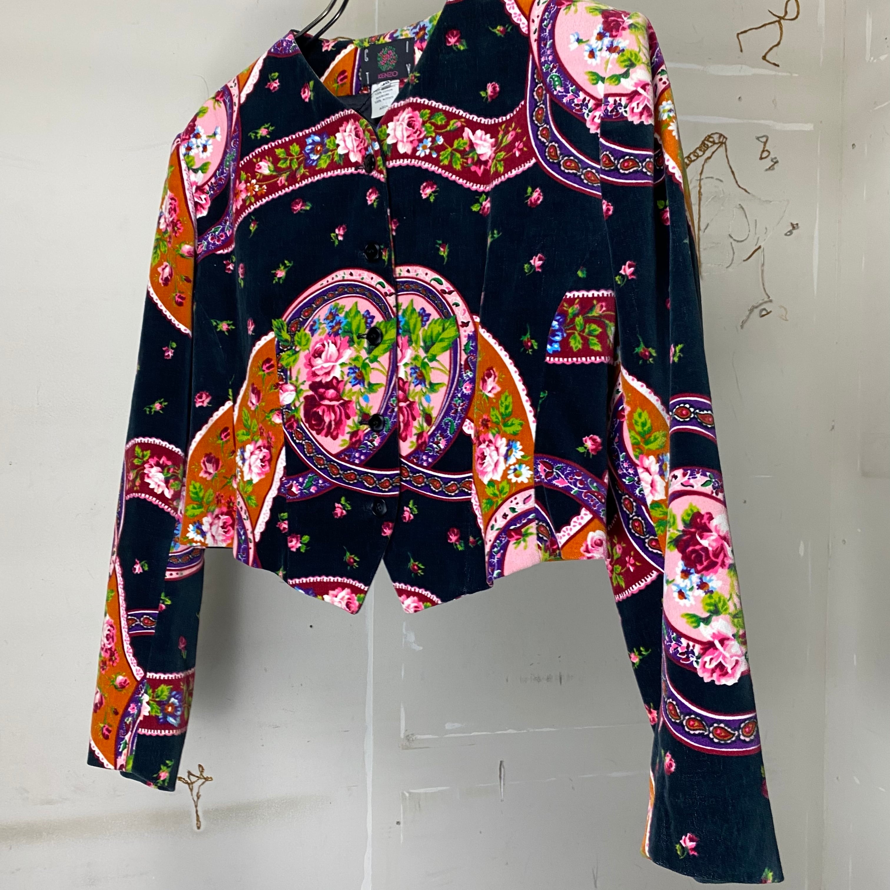vintage KENZO botanical print velour bolero jacket | NOIR ONLINE