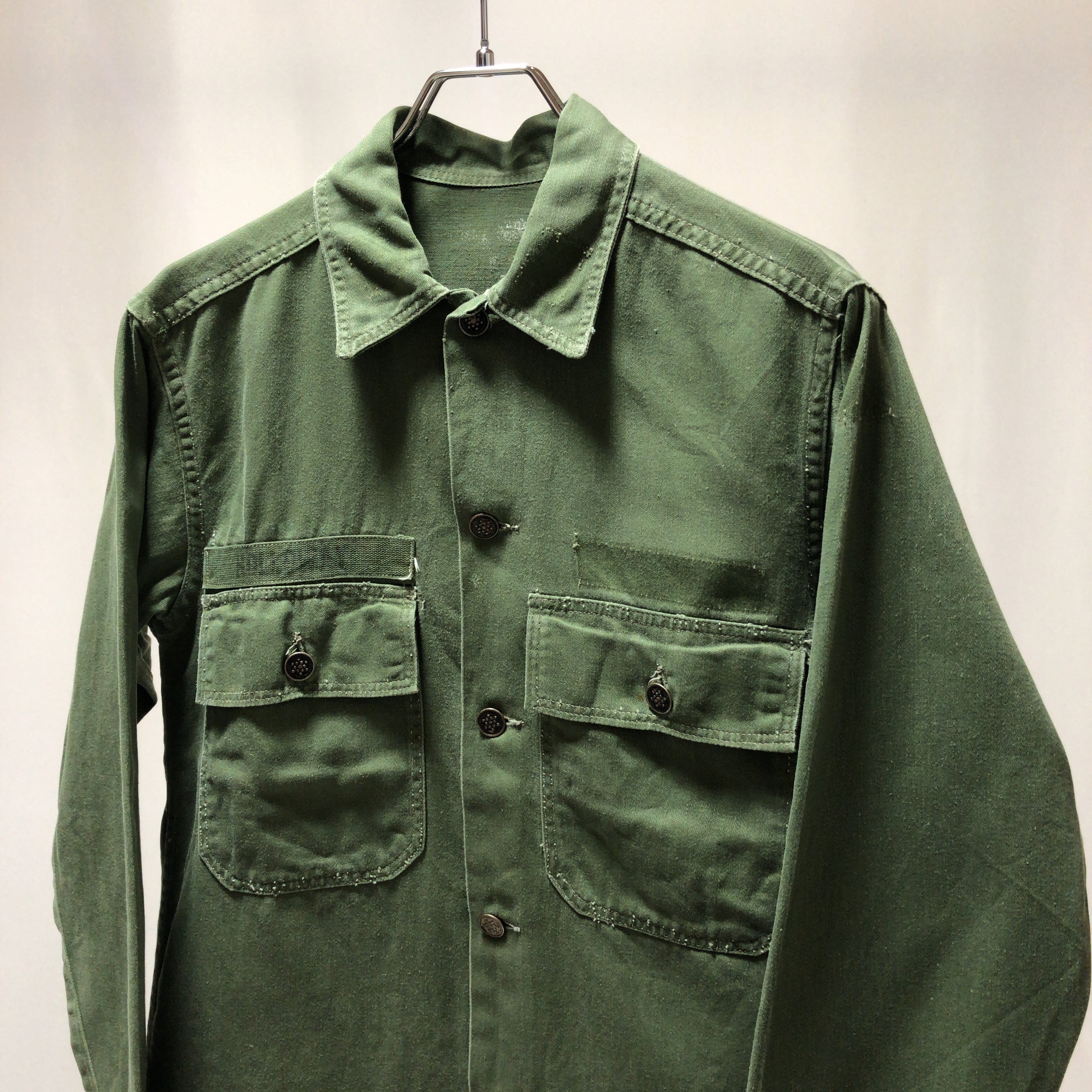 US ARMY / 50's Vintage Cotton Satin Utility Shirt 