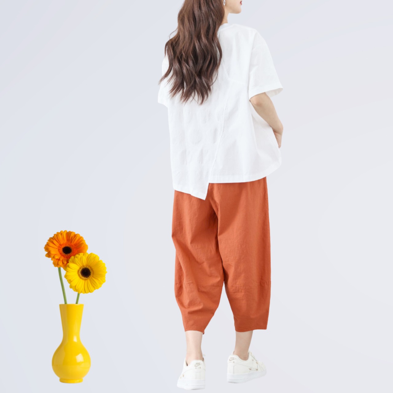 TRUBE ウォッシュドコットンクロプトパンツ (M~L) テラコッタ